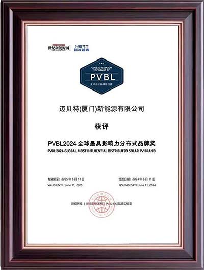 bb贝博中国PVBL2024全球最具影响力分布式品牌奖奖牌